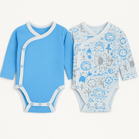 Boboli Baby Boy Blue & White Bodysuit 2 Pieces | Boboli In Lebanon