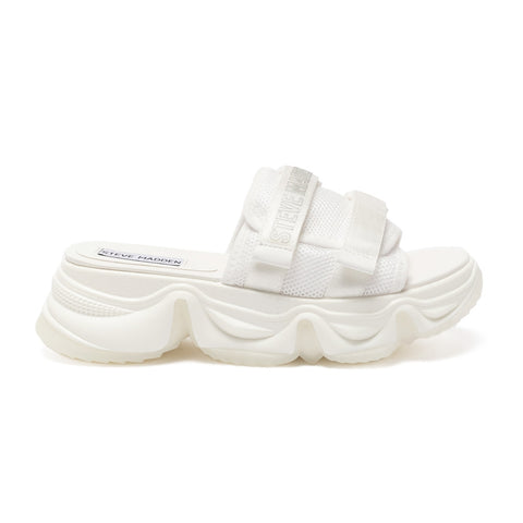 Steve Madden White Chilin Velcro Serrated Platform Casual Slippers  | Steve Madden In Lebanon