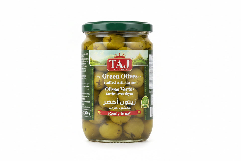 Taj Green Olives Stuffed With Thyme 400g | Taj In Lebanon