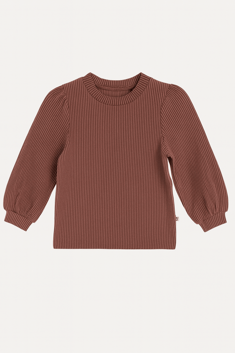 POMPdeLUX Girl's Stripped Brown Long-Sleeve Blouse | POMPdeLUX In Lebanon