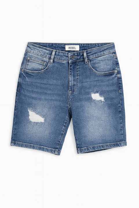 Redefined Rebel Men's Blue Ripped Washed Denim Short | Redefined Rebel In Lebanon