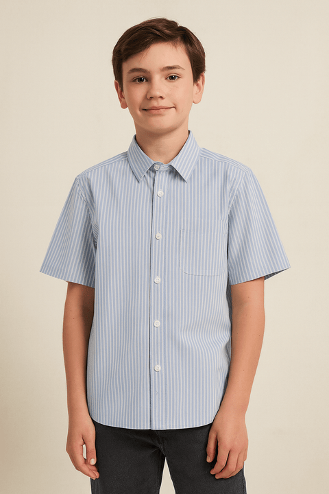 Jack & Jones Boy's Blue Striped Short Sleeves Shirt | Jack & Jones In Lebanon
