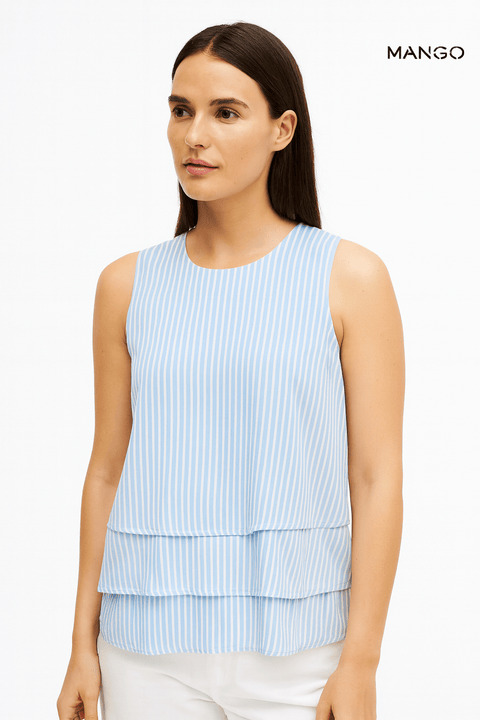Mango Women's Blue Striped Sleeveless Blouse| Mango in Lebanon