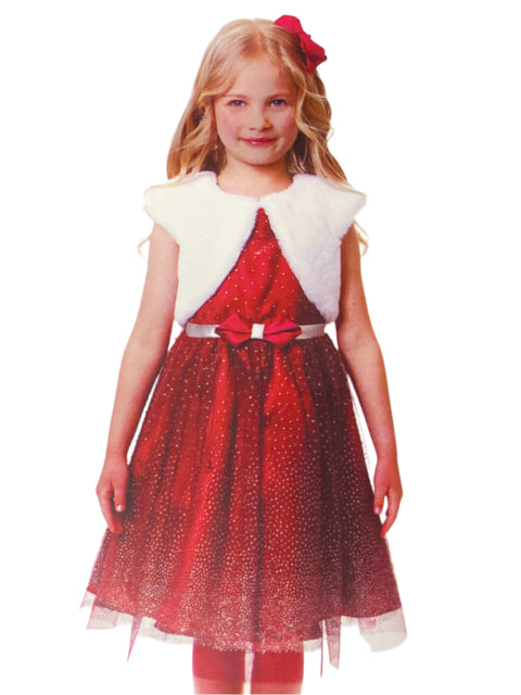 Jona Michelle Girl's Burgundy Occasion Dress With Fur Vest |Jona Michelle In Lebanon