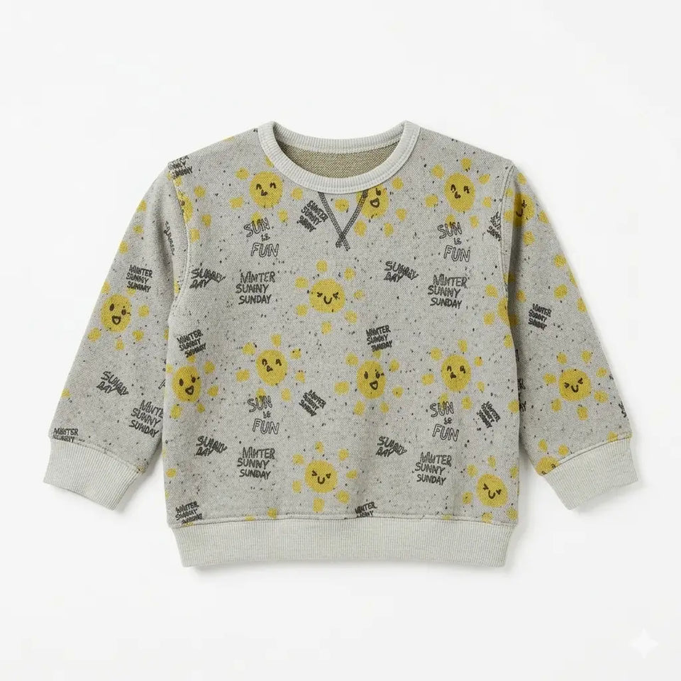 Zara Baby Boy's Khaki Green All Over Sun Print Sweatshirt | Zara In Lebanon