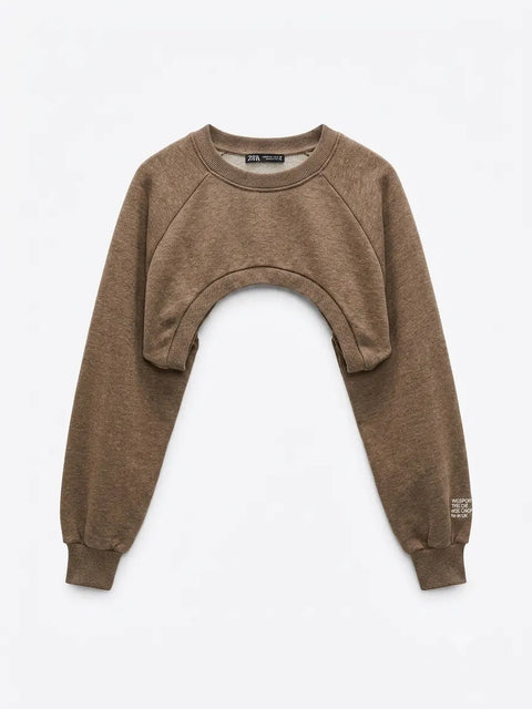 Zara Women's Brown Crop Top | Zara In Lebanon