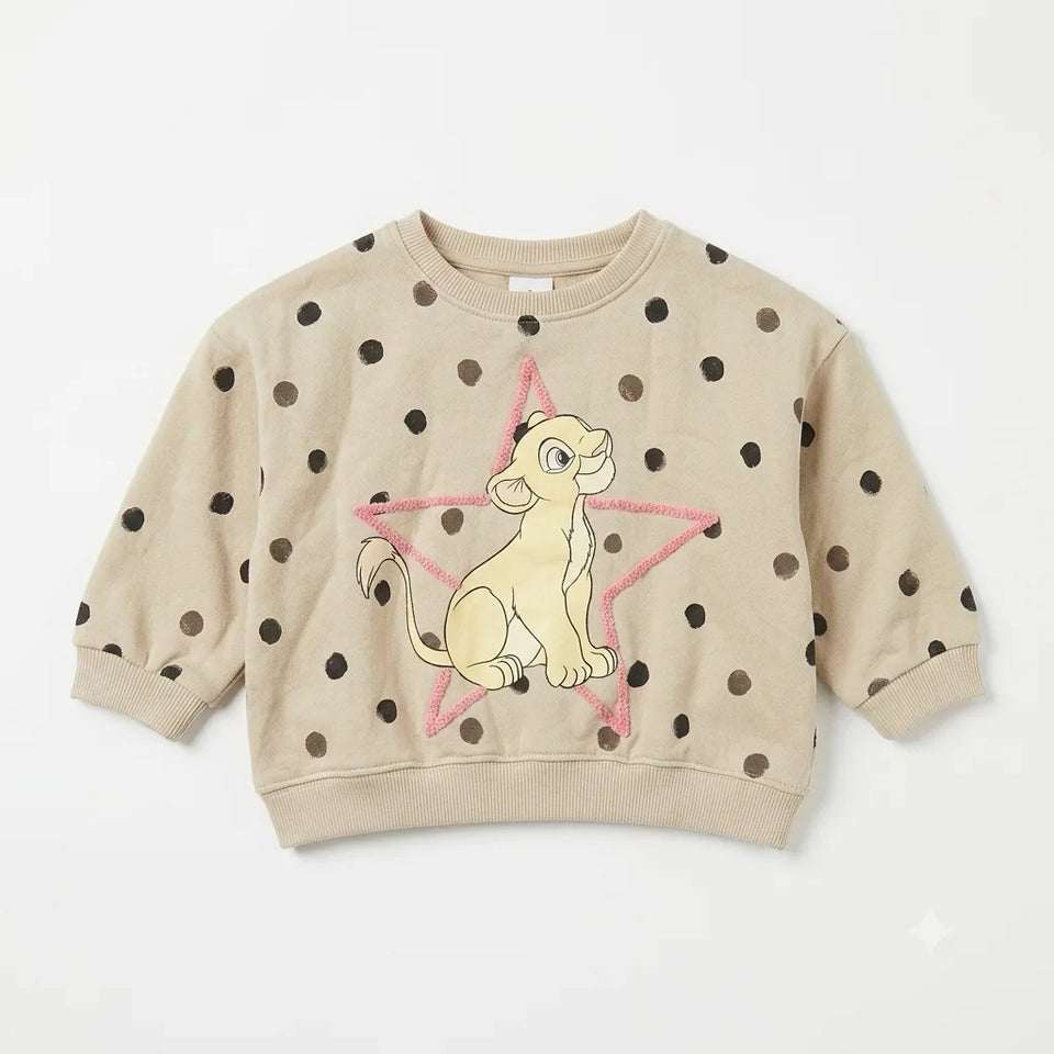 Zara Baby Girl's Beige Lion Cub Polka Dot Sweatshirt | Zara In Lebanon