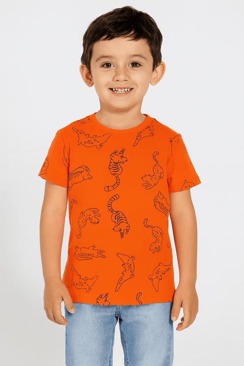 Sinsay Boy's Orange Animal Printed T-Shirt  | Sinsay In Lebanon