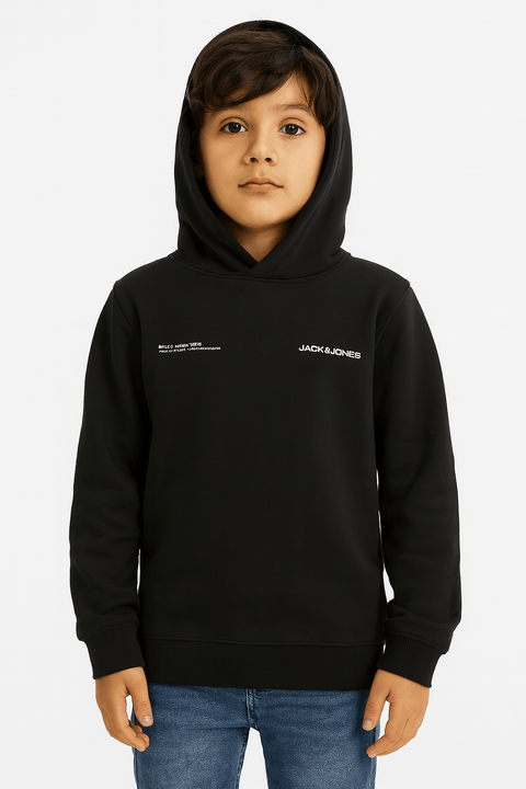 Jack & Jones Boy's Black Junior Back Printed Hoodies | Jack & Jones In Lebanon