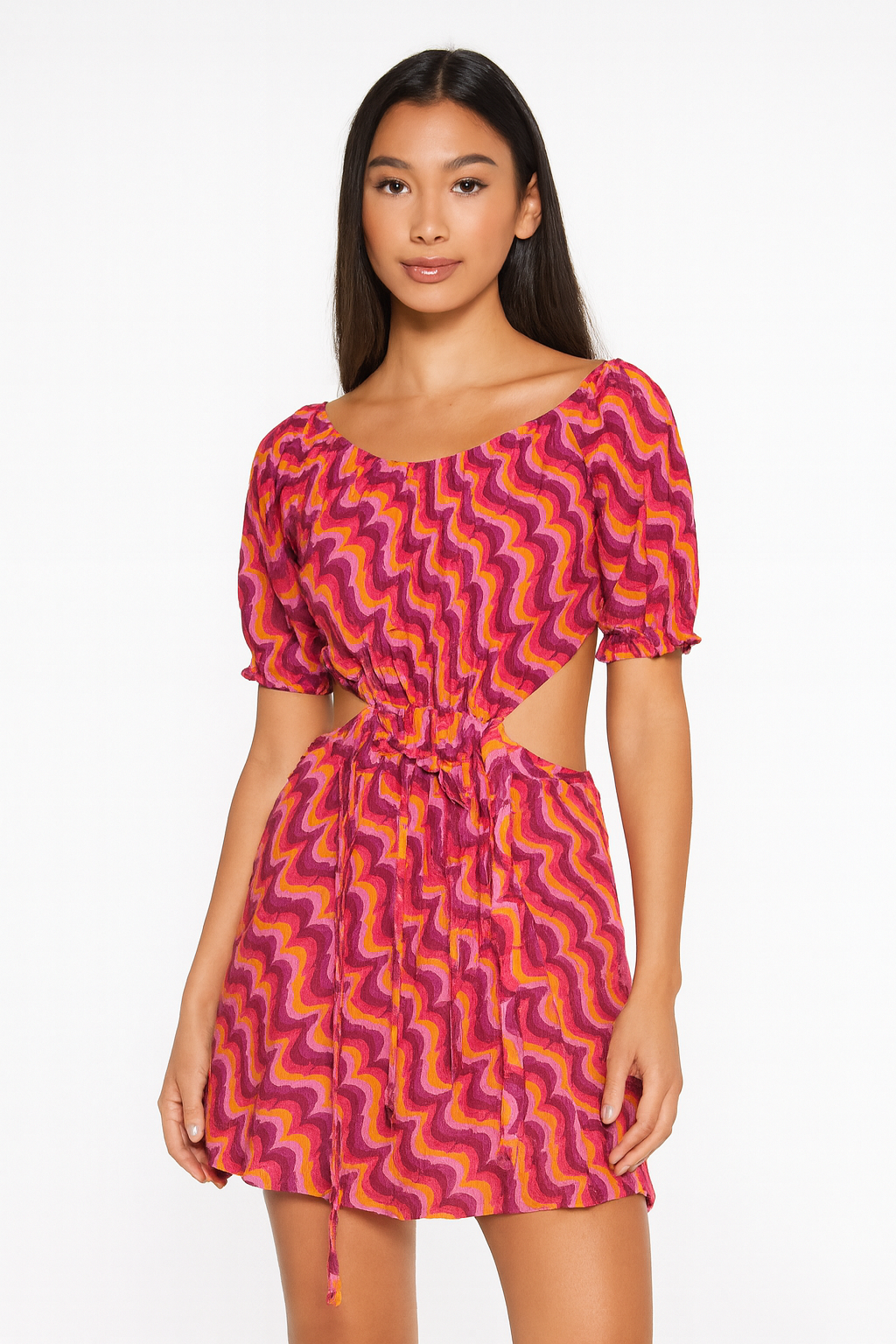 Forever 21 Women's Pink Mulitcolor Open Back Sleeveless Tie Back Mini Dress | Forever 21 In Lebanon