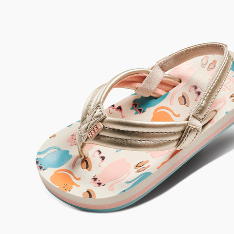 Reef Girl's Multicolor Little Ahi - Cool Cats Sandal |Reef In Lebanon