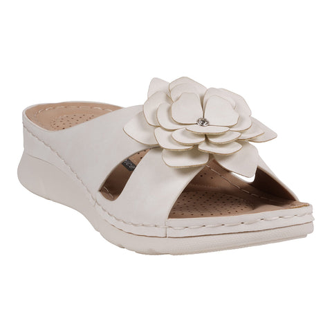 Good Choice Women's White Claire Flower Rosette Comfort Sandals | Good Choice In Lebanon