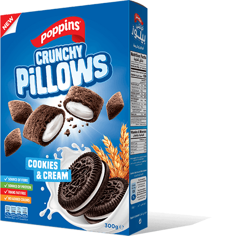 Poppins Crunchy Pillows Cookies & Cream 300g
