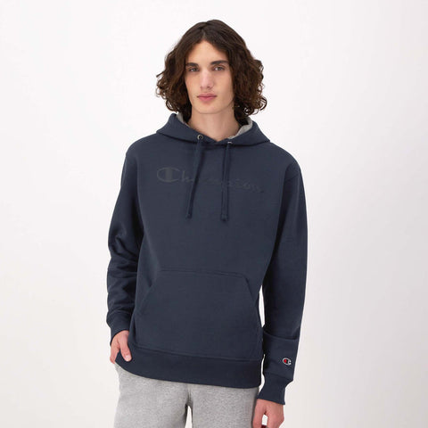 Champion Men's Navy Powerblend Hoodie, Tonal Script Logo | Champion in Lebanon