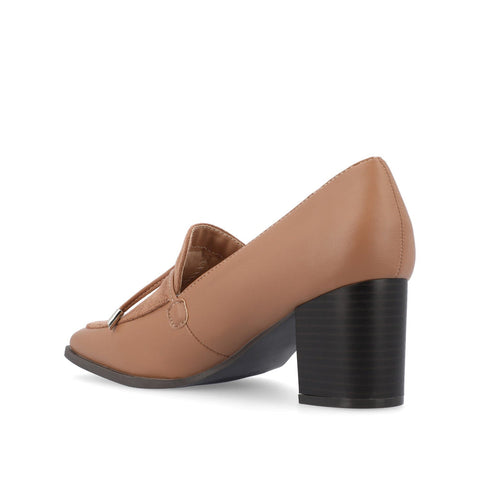 Journee Collection Women's Taupe Vagan Leather Crawford Block Heels | Journee Collection In Lebanon