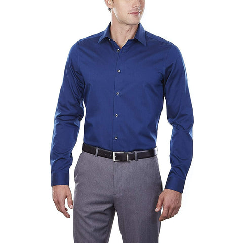 Calvin Klein Men's Navy Long Sleeve Slim fit Dress Shirt|Calvin Klein In Lebanon