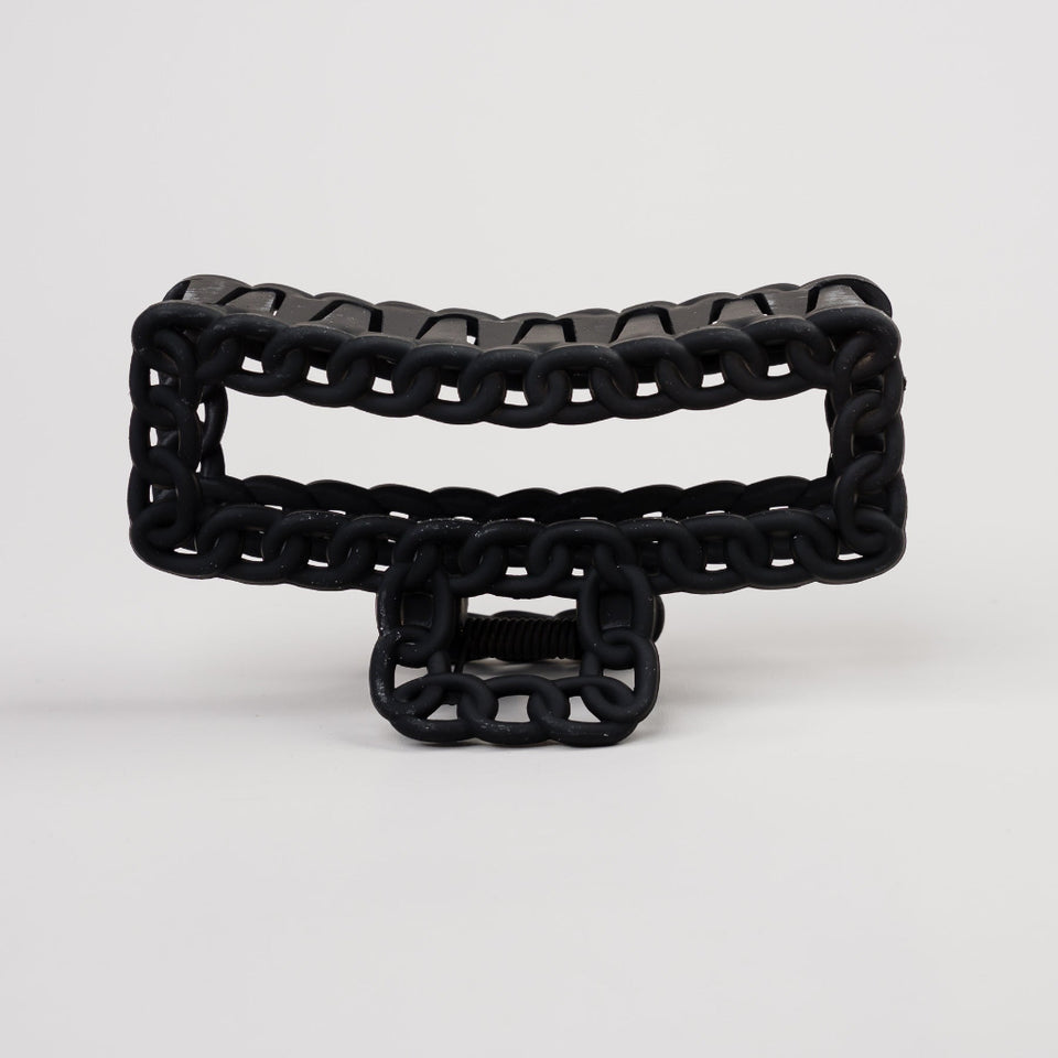 Twelve Women's Black Chain-Link Design Hair Claw Clip