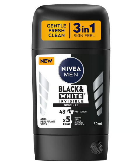 Nivea Men Black & White Invisible Original 48H 3 In 1 Anti-Perspirant Stick 50ml | Nivea In Lebanon