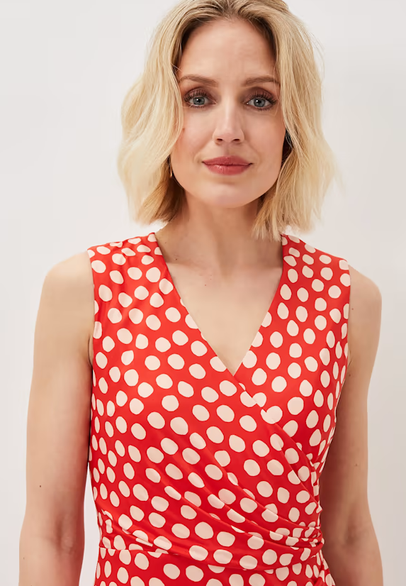 Phase Eight  Women's Red Tia Spot Midi Dress UNUEG FE690