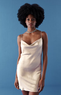 Gina Tricot Women's Stone Satina Mini Cowl Neck Dress 10991482 FE1012