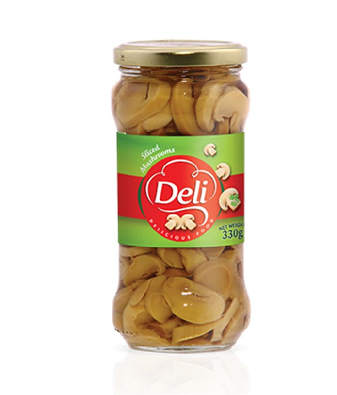 Deli Sliced Mushrooms Glass Jar 330g | Deli In Lebanon