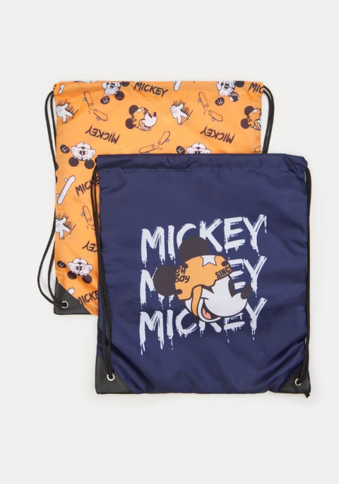 Sinsay Boy's 2 Packs Of Multicolor Mickey Mouse Drawstring Bags ANFK459