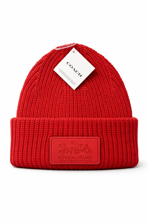 Coach  Women's Red Wool Knit Beanie Hat  |Coach  in Lebanon