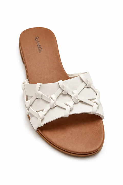 Style & Co Women's White Micahh Flat Sandals Open-Toe Slides Sandals |Style & Co in Lebanon