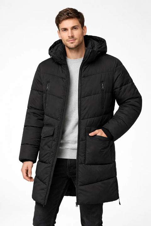 Tom Tailor Men's Black Puffer Parka Hooded Jacket|Tom Tailor In Lebanon