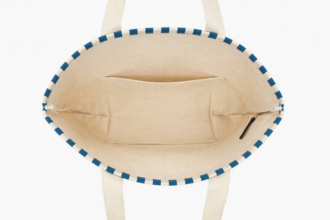 AQUA Women's White & Blue Canvas Tote Bag | AQUA In Lebanon