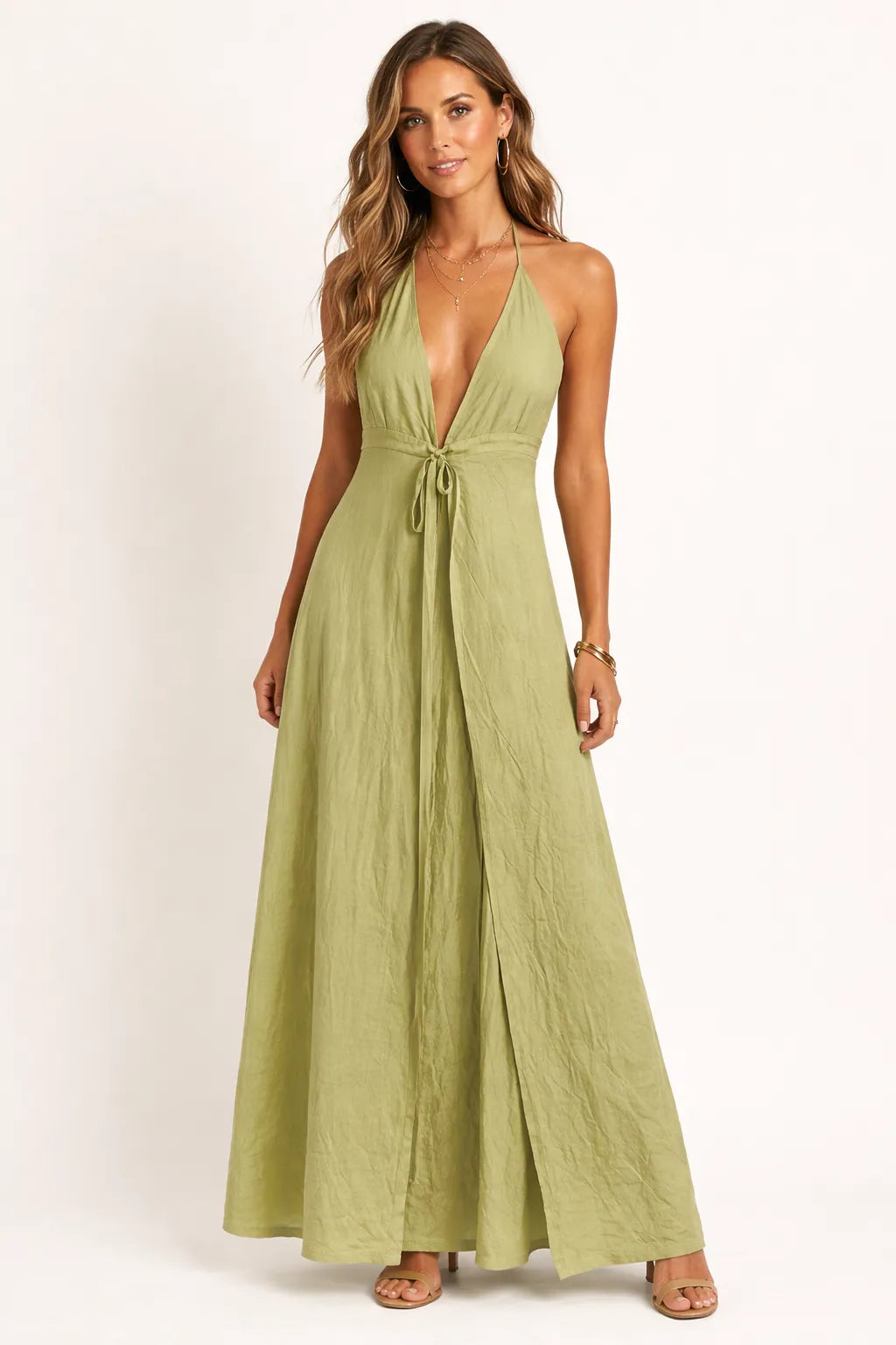 Mango Women's Lime Green Sleeveless Dress| Mango in Lebanon
