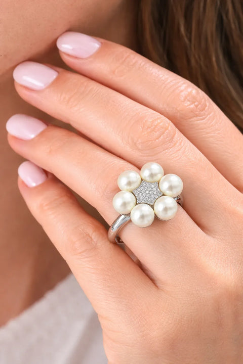 R.H Macy & Co Women's Silver Pearl Blossom Ring | R.H Macy & Co In Lebanon