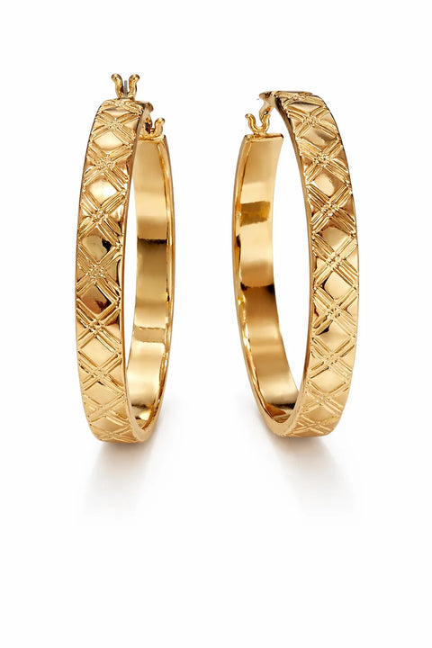 Lauren Ralph Lauren Women's Gold-Tone Medium Tartan Patter Gold Earrings | Lauren Ralph Lauren In Lebanon