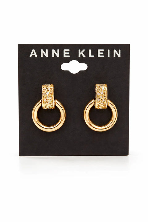 Anne Klein Women's Gold-Tone Textured Door Knocker Hoop Earrings|Anne Klein In Lebanon