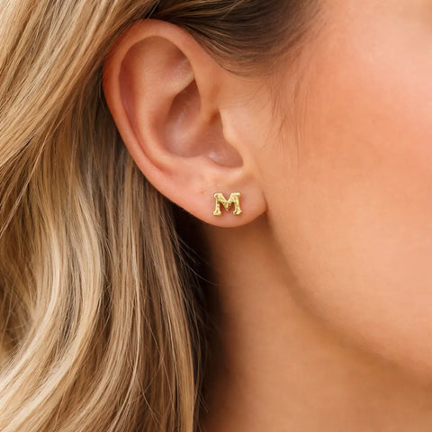 Sparkle Women's Gold Letter M Sign Earrings | Sparkle In Lebanon