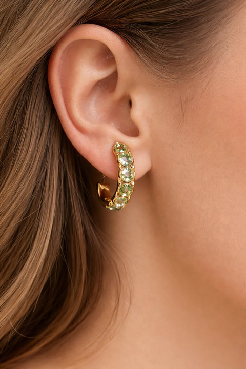 Anne Klein Women's Gold Tone Green Gemstone Hoop Earrings | Anne Klein In Lebanon
