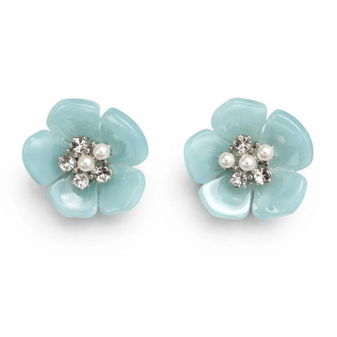 On 34th Women's Blue Flower Stud Earrings | On 34th in Lebanon