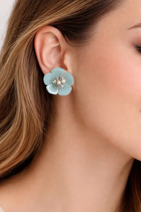 On 34th Women's Blue Flower Stud Earrings | On 34th in Lebanon