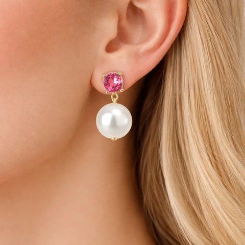 On 34th Women's Pink Crystal Bead Stud Earrings | On 34th In Lebanon