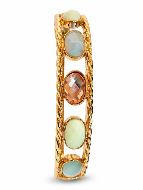Anne Klein Women's Gold-Tone Multi-Stone Navette Hinge Bangle Bracelet | Anne Klein In Lebanon