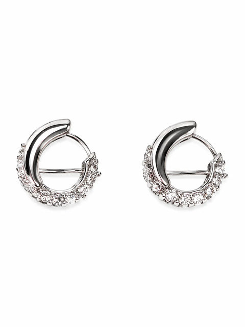 Anne Klein  Women's Silver-Tone Crystal Pave Huggi Crystal Earrings | Anne Klein  in Lebanon
