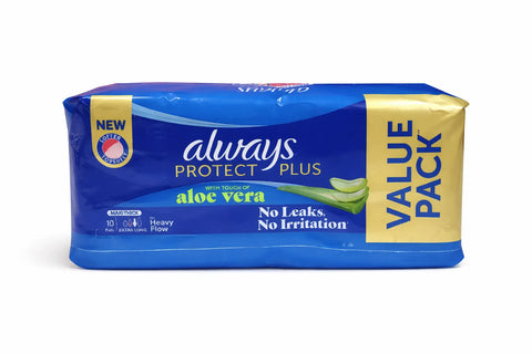 Always Protect Plus With Touch Of Aloe Vera Maxi Thick Extra Long 14 Pads | Always In Lebanon