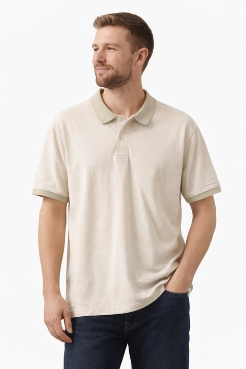 Celio Men's Beige Polo Neck T-Shirt | Celio In Lebanon