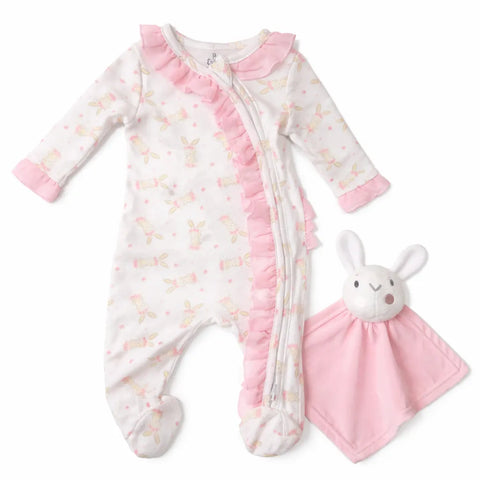 Baby Essentials Baby Girl's White & Pink Printed Overall Set | Baby Essentials In Lebanon