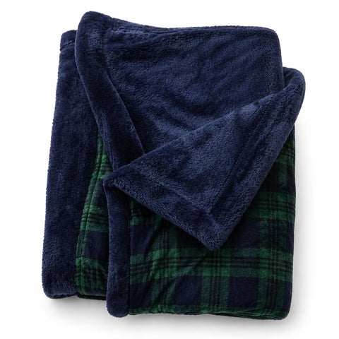 Celio Dark Green & Navy Checkered Blanket |Celio In Lebanon
