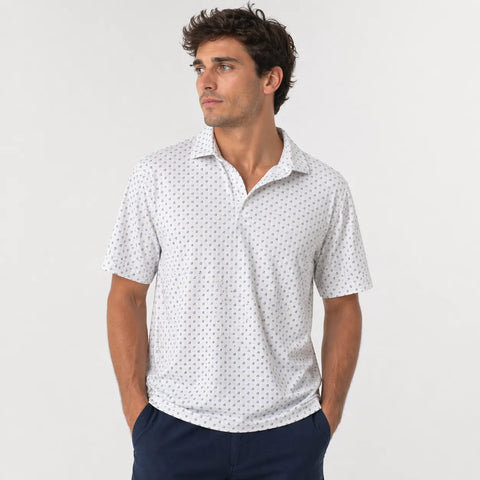 Greg Norman Men's White Printed Polo Neck T-Shirt | Greg Norman In Lebanon