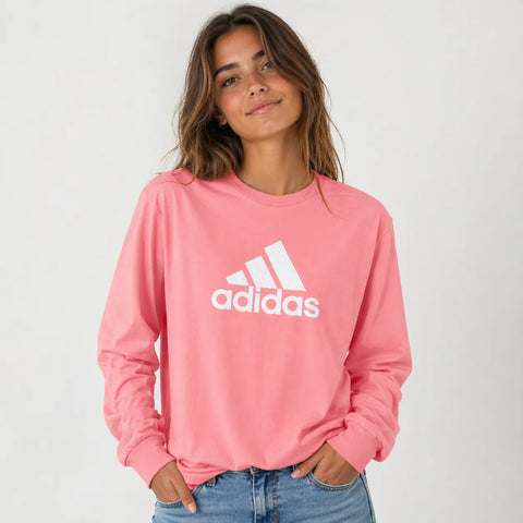 Adidas Women Pink Long-Sleeve Logo Blouse | Adidas in Lebanon