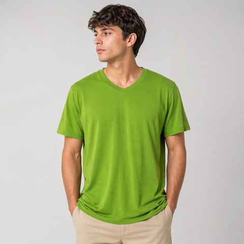 Moorhead Men's Olive Green Casual V-Neck T-Shirt  | Moorhead in Lebanon