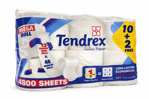 Tendrex Toilet Paper 10+2 Free (4800 Sheets) | Sanita In Lebanon