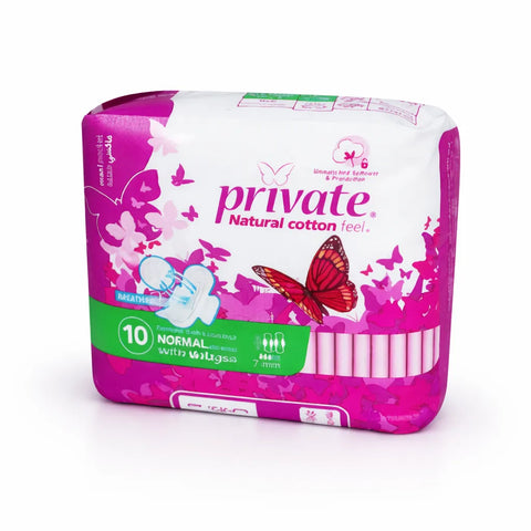 Private Natural Cotton Feel Maxi Pocket 10 Normal With Wings | Private In Lebanon